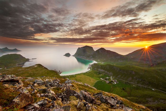 Norwegen Sonnenuntergang Holandsmelen             