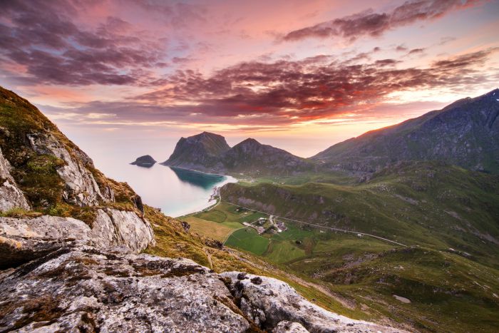 Norwegen Sonnenuntergang Holandsmelen             